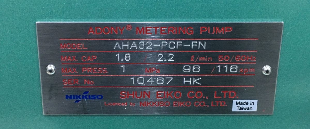 Thông số bơm định lượng hóa chất Nikkiso AHA32 PCF FN